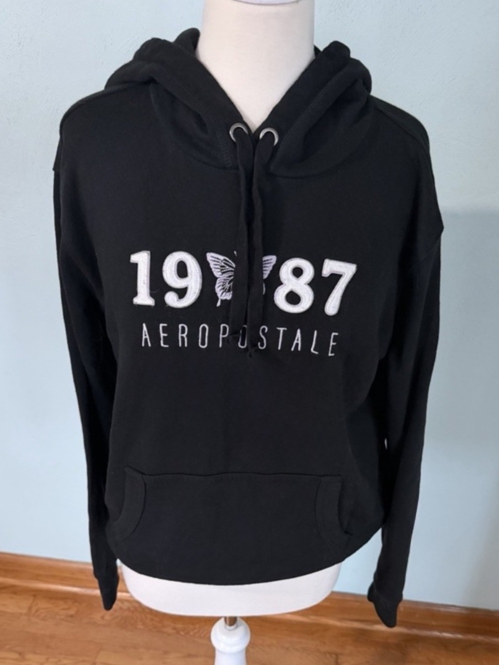 Aeropostale Black 1987 Logo Hoodie